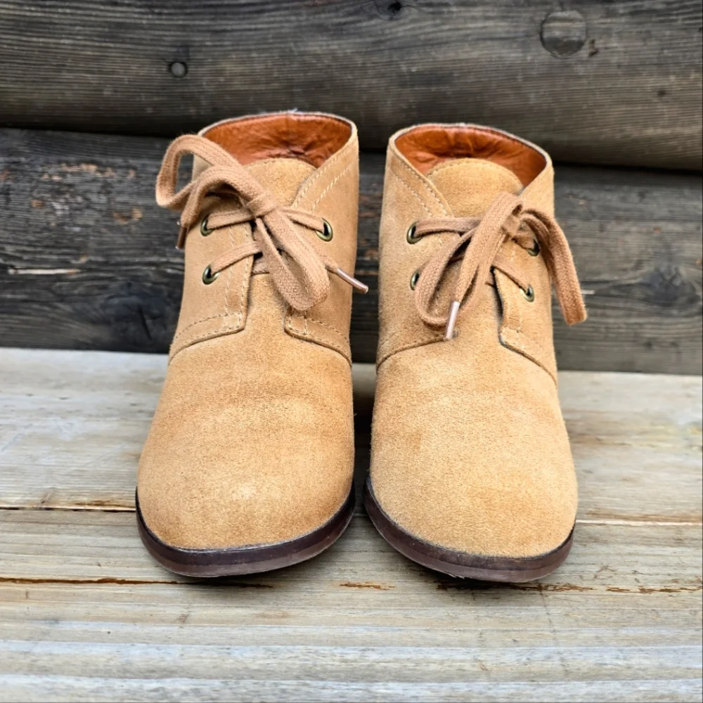 Lucky Brand Sway Y2K Boho Minimalist Suede Lace-up Comfort Wedge Bootie 7M